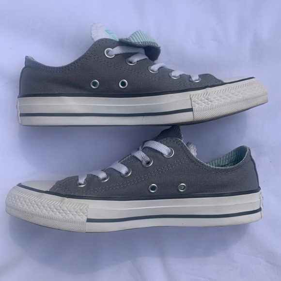 Converse All Star Chuck Taylor Double 2 Tongue Sneaker Grey Aqua Women's Size 6 - Picture 3 of 12